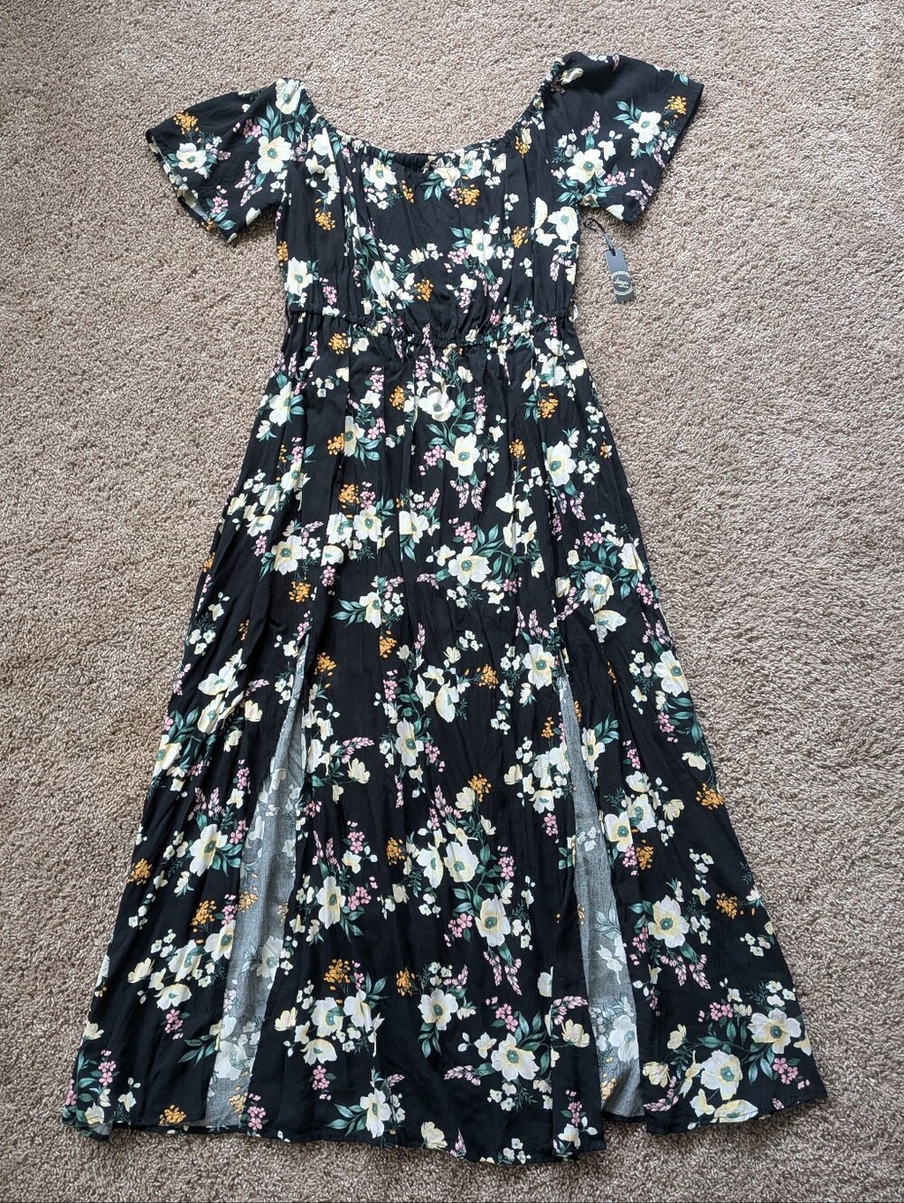 Liberty Love Boho Floral Off Shoulder Maxi Dress 2XL NWT